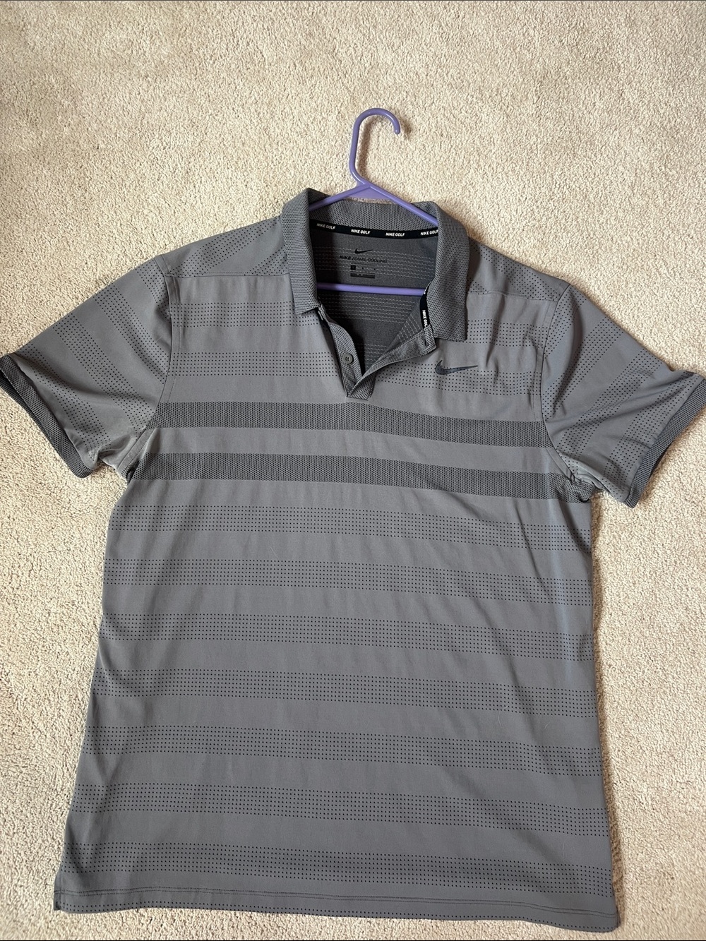 Nike Men's Charcoal Gray Striped Polo